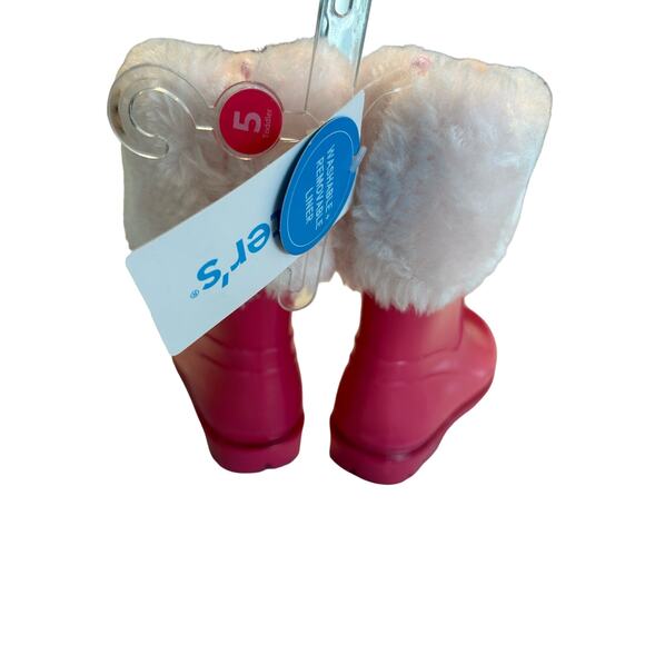 Carter's Girl's Adley Rain Boot Calf-High, Faux Fur Lining SZ 5, Pink Kids Boots - Picture 7 of 8